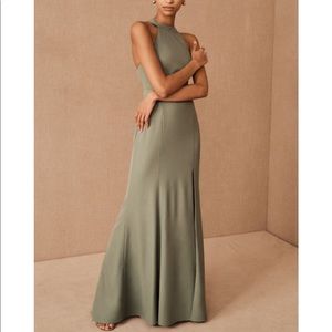 BHLDN Serephina Crepe Maxi Dress Moss Size 0